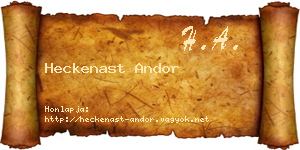 Heckenast Andor névjegykártya